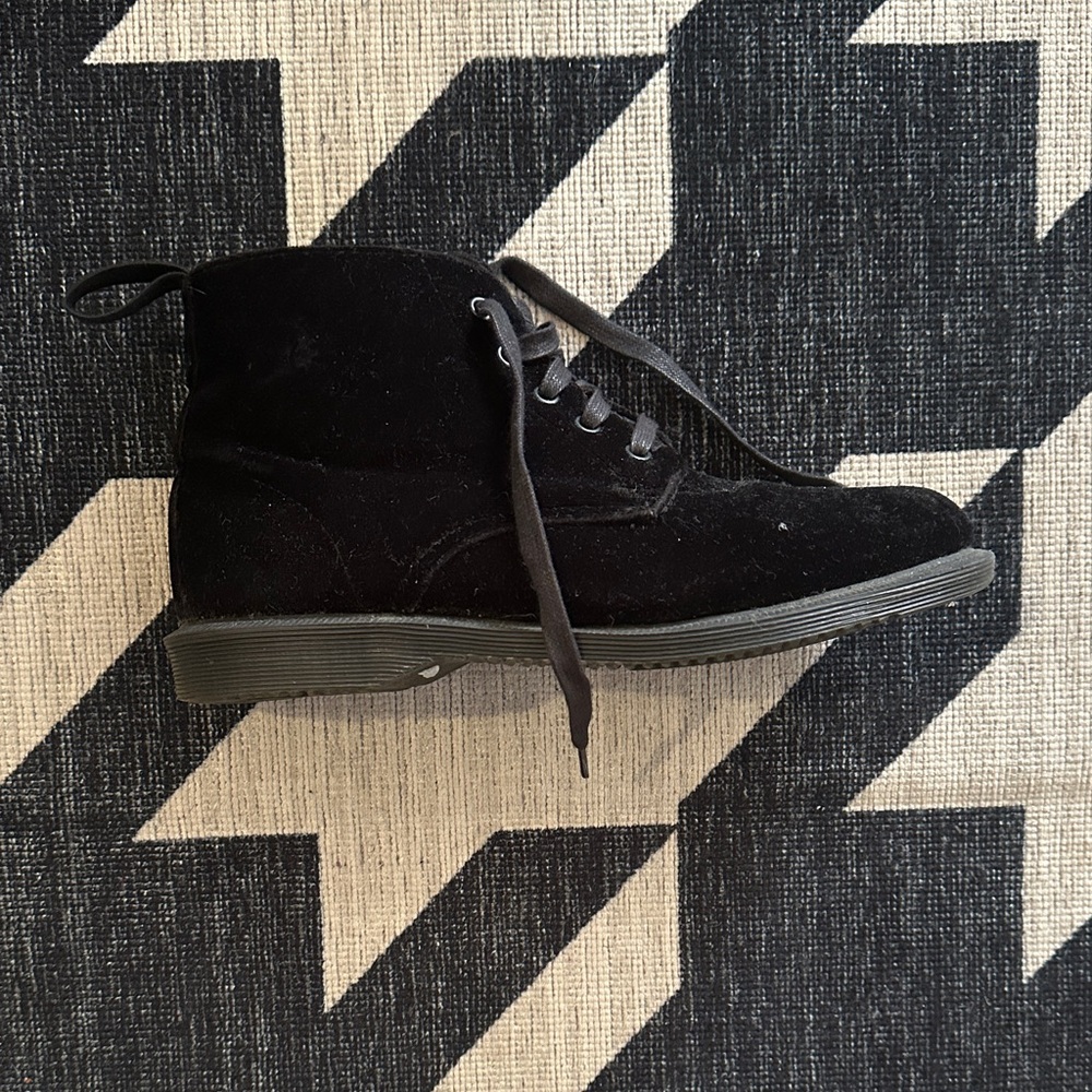 Dr Martens Black Velvet Lace-Up Boots